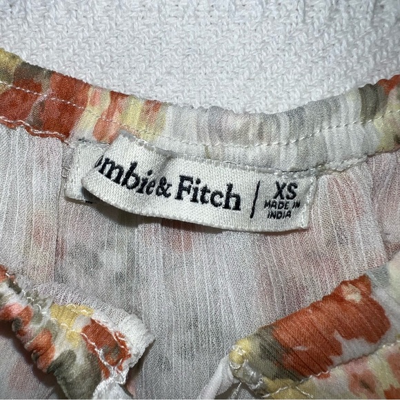 Abercrombie Floral Off Shoulder Bodysuit Tie Front Boho Peasant Top Western - Picture 7 of 9